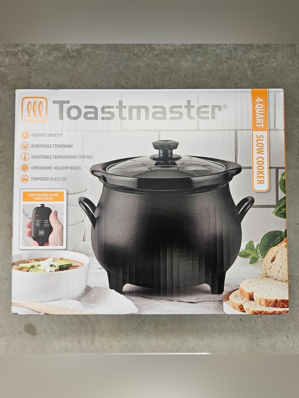 Toastmaster Cauldron Black 4-Quart Slow Cooker – Compact Electric Crockpot